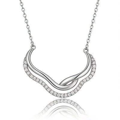 Double Wave Pave Pendant Necklaces | Layered Styling | 925 Sterling Silver | Made-to-Order