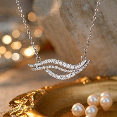 Interlaced Wave Pave Pendant Necklaces | Resort Styling | 925 Silver | Made-to-Order