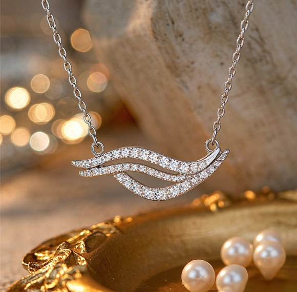 Interlaced Wave Pave Pendant Necklaces | Resort Styling | 925 Silver | Made-to-Order
