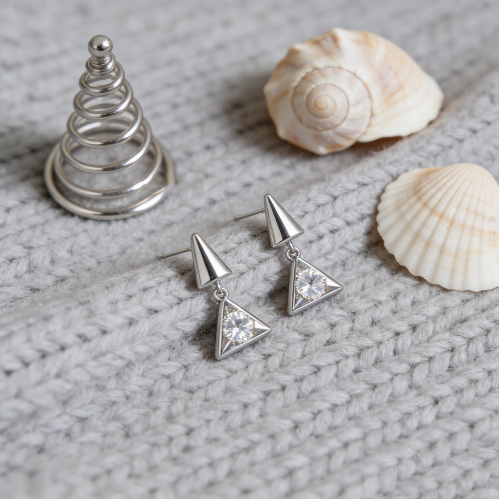 Custom 925 Sterling Silver Cone Triangle Drop Earrings for OEM ODM