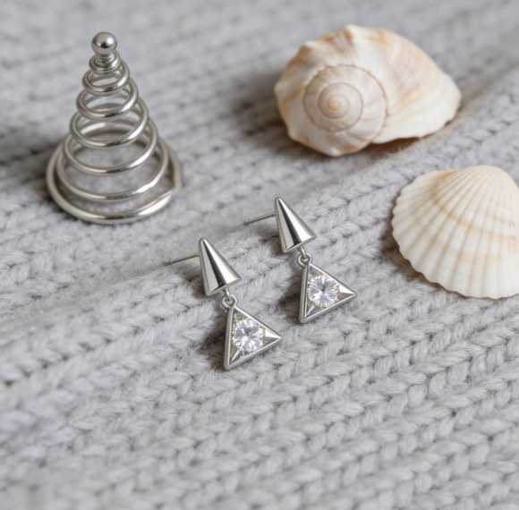 Cone Triangle Drop Earrings | Evening Edit | 925 Sterling Silver | Private Label