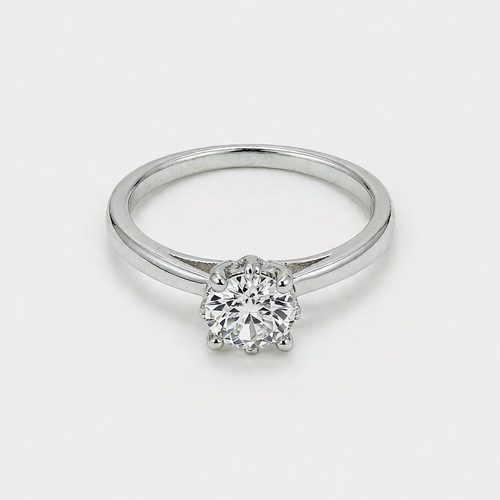 925 sterling silver solitaire ring with a round brilliant moissanite stone