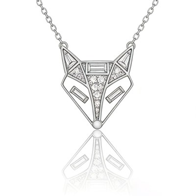 Geometric Fox Pave Pendant Necklaces | Boutique Collections | 925 Silver | Bespoke