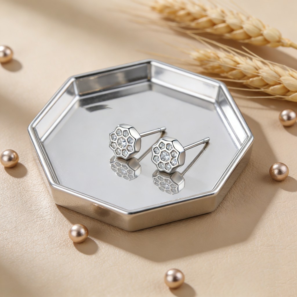 Custom 925 Sterling Silver Flower Cluster Pave Stud Earrings for OEM ODM