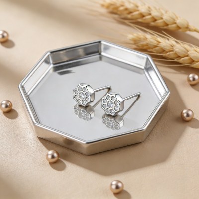 Flower Cluster Pave Stud Earrings | Daily Wear | 925 Sterling Silver | Made-to-Order