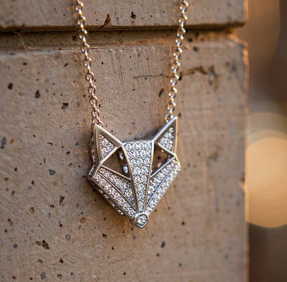 Origami Fox Pave Pendant Necklaces | Personalized Gifts | 925 Silver | Made-to-Order