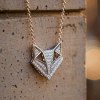 Origami Fox Pave Pendant Necklaces | Personalized Gifts | 925 Silver | Made-to-Order