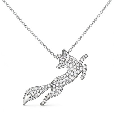 Leaping Fox Pave Pendant Necklaces | Statement Looks | 925 Sterling Silver | Custom-Made