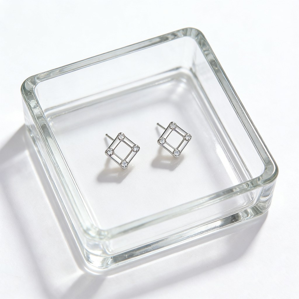 Custom 925 Sterling Silver Open Square Frame Stud Earrings for OEM ODM