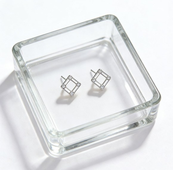 Open Square Frame Stud Earrings | Layered Styling | Sterling Silver Jewelry | Personalized