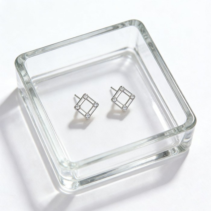 Open Square Frame Stud Earrings | Layered Styling | Sterling Silver Jewelry | Personalized