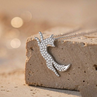 Running Fox Pave Pendant Necklaces | Boutique Collections | 925 Silver | Made to Order