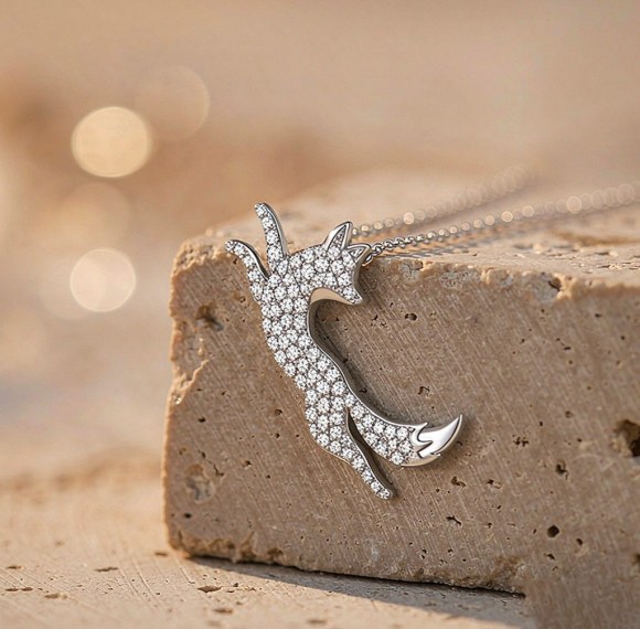 Running Fox Pave Pendant Necklaces | Boutique Collections | 925 Silver | Made to Order