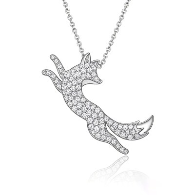 Running Fox Pave Pendant Necklaces | Boutique Collections | 925 Silver | Made to Order