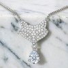 Curved Line Fox Pave Pendant Necklaces | Evening Occasions | 925 Silver | Bespoke