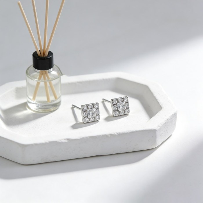 Princess Cut Halo Stud Earrings | Wedding Essentials | 925 Silver | Made to Order