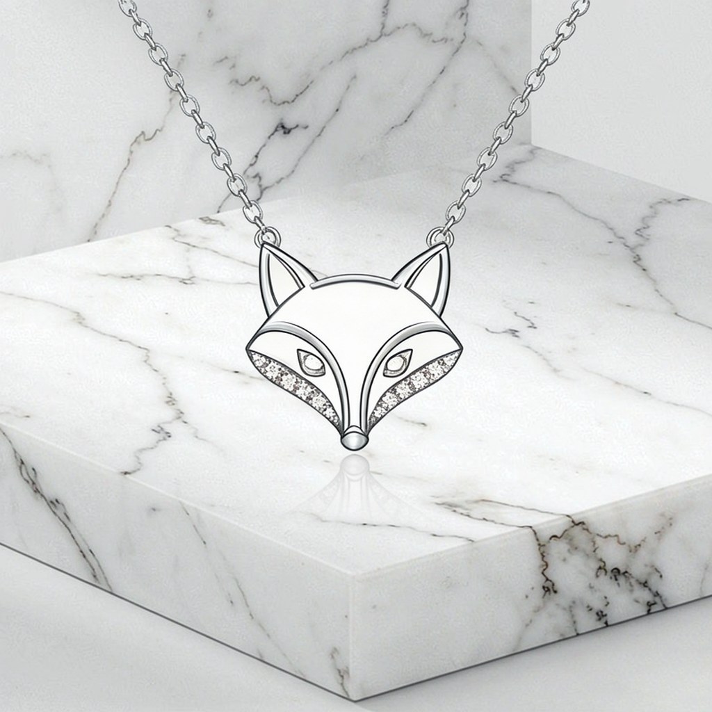 Outline Fox Pave Pendant Necklaces detail view