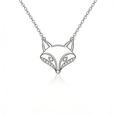 Outline Fox Pave Pendant Necklaces | Woodland Minimalist | 925 Silver | Custom Made