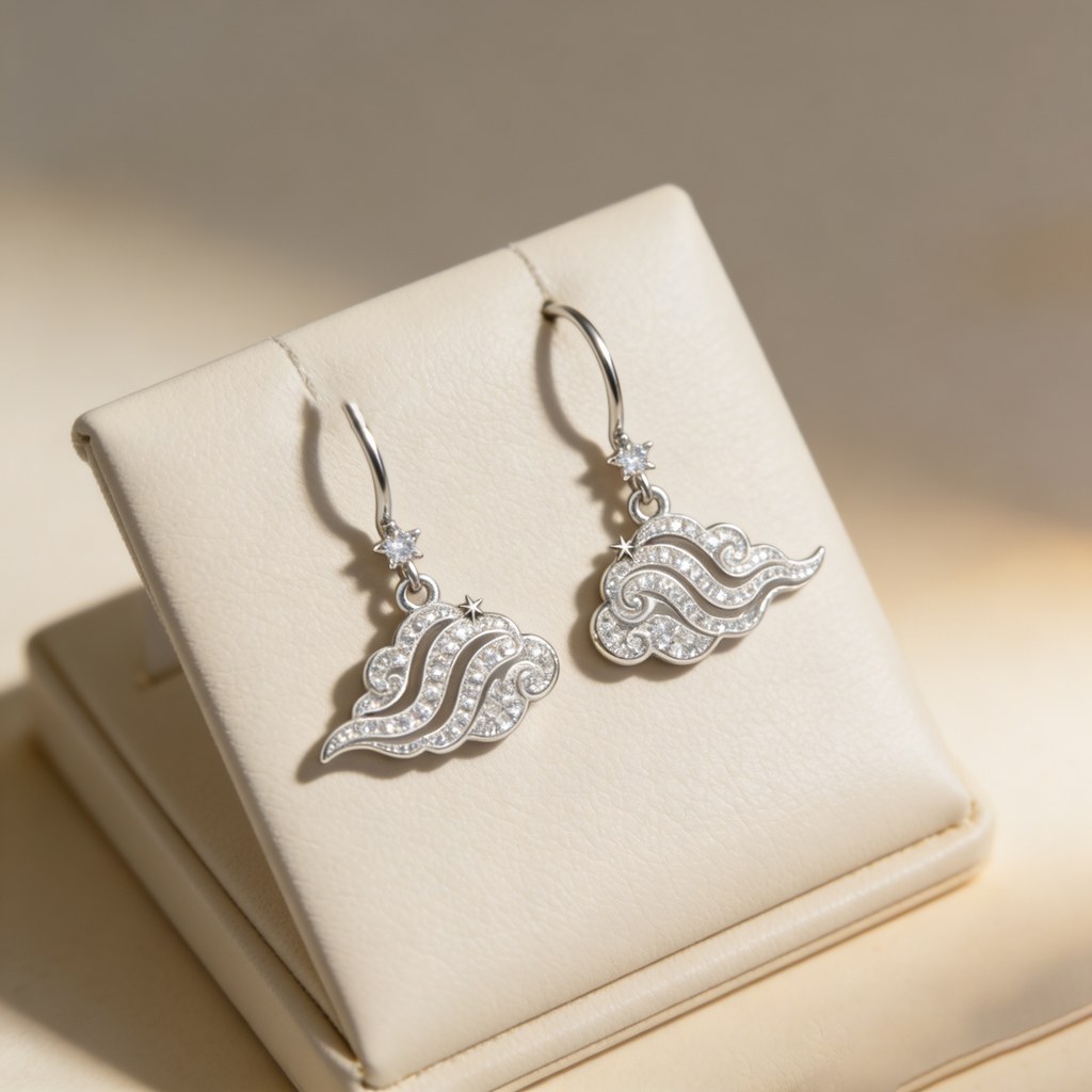 Custom 925 Sterling Silver Wave Swirl Cloud Drop Earrings for OEM ODM