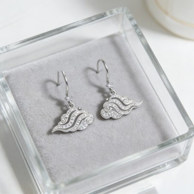 Wave Swirl Cloud Drop Earrings | Cloud Watching Style | 925 Silver | Personalized