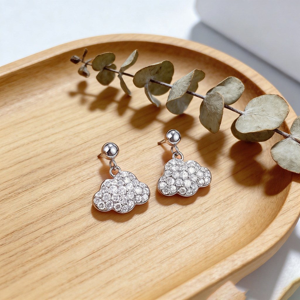 Custom 925 Sterling Silver Cloud Charm Ball Stud Earrings for OEM ODM