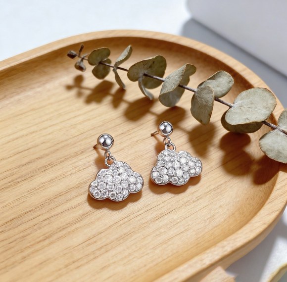 Cloud Charm Ball Stud Earrings | Dainty Everyday Style | 925 Silver Jewelry | Bespoke