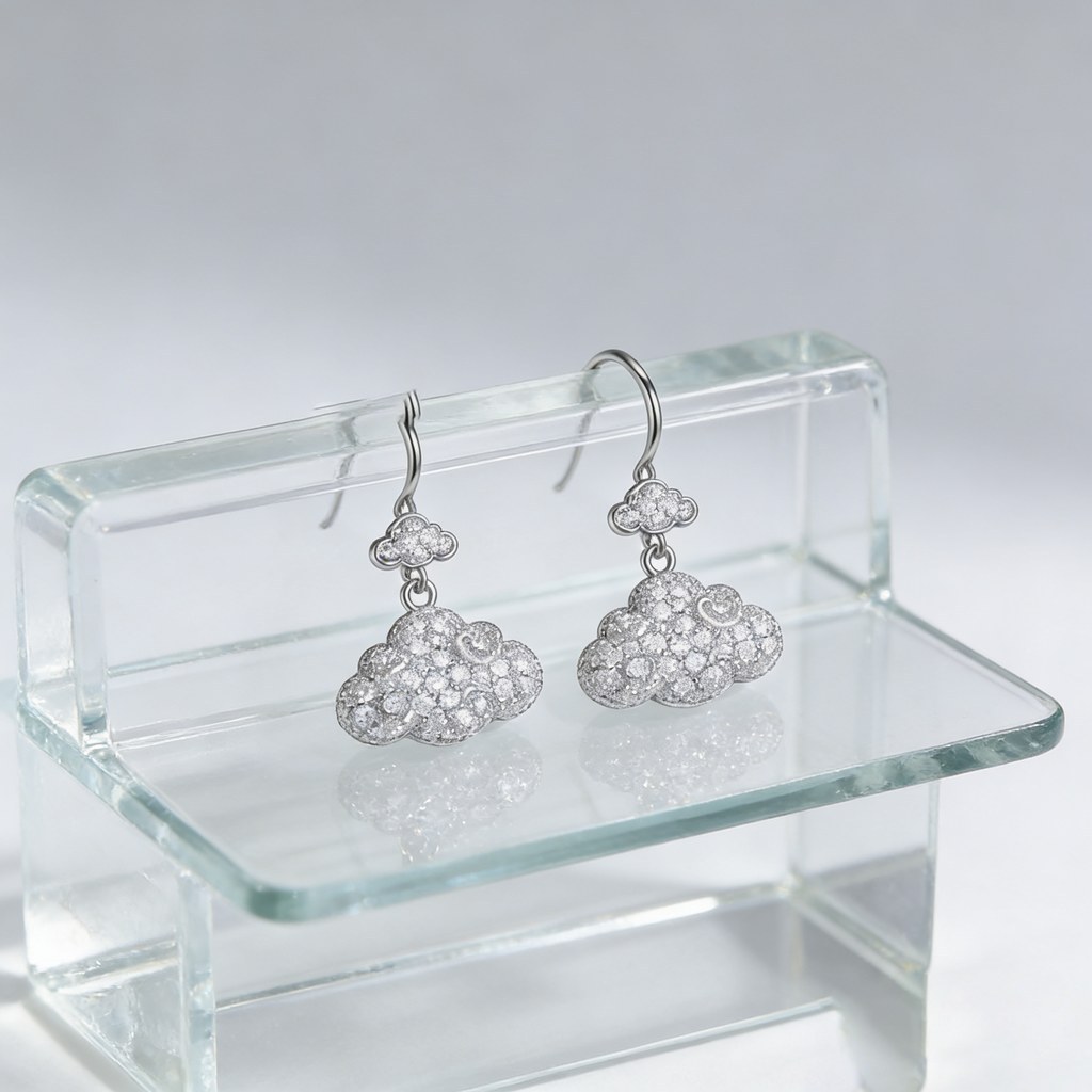 Double Cloud Drop Earrings detail view