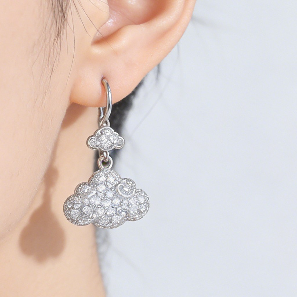 Double Cloud Drop Earrings on-model styling