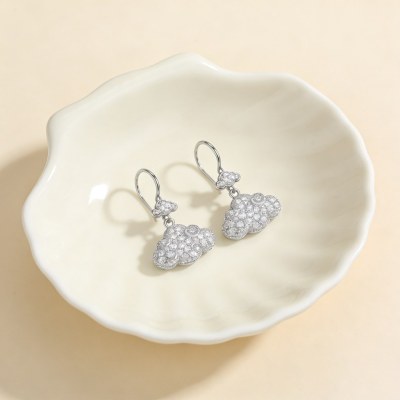 Double Cloud Drop Earrings | Soft Sky Layers Style | 925 Sterling Silver | Custom Made
