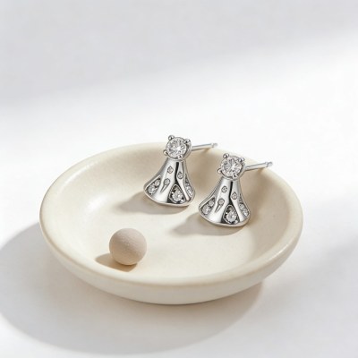 Bell Drop Solitaire Earrings | Bridal Gala Occasions | 925 Silver Jewelry | Bespoke