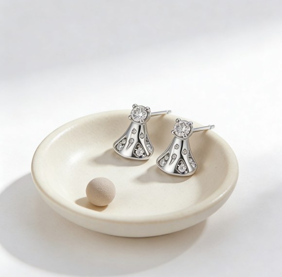 Bell Drop Solitaire Earrings | Bridal Gala Occasions | 925 Silver Jewelry | Bespoke
