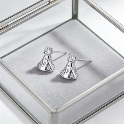 Bell Drop Solitaire Earrings | Bridal Gala Occasions | 925 Silver Jewelry | Bespoke