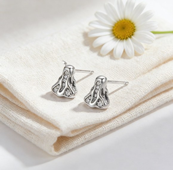 Ripple Fluted Drop Earrings | Romantic Garden Style | 925 Sterling Silver | Personalized