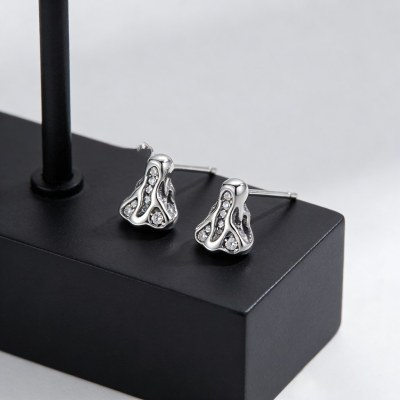 Ripple Fluted Drop Earrings | Romantic Garden Style | 925 Sterling Silver | Personalized