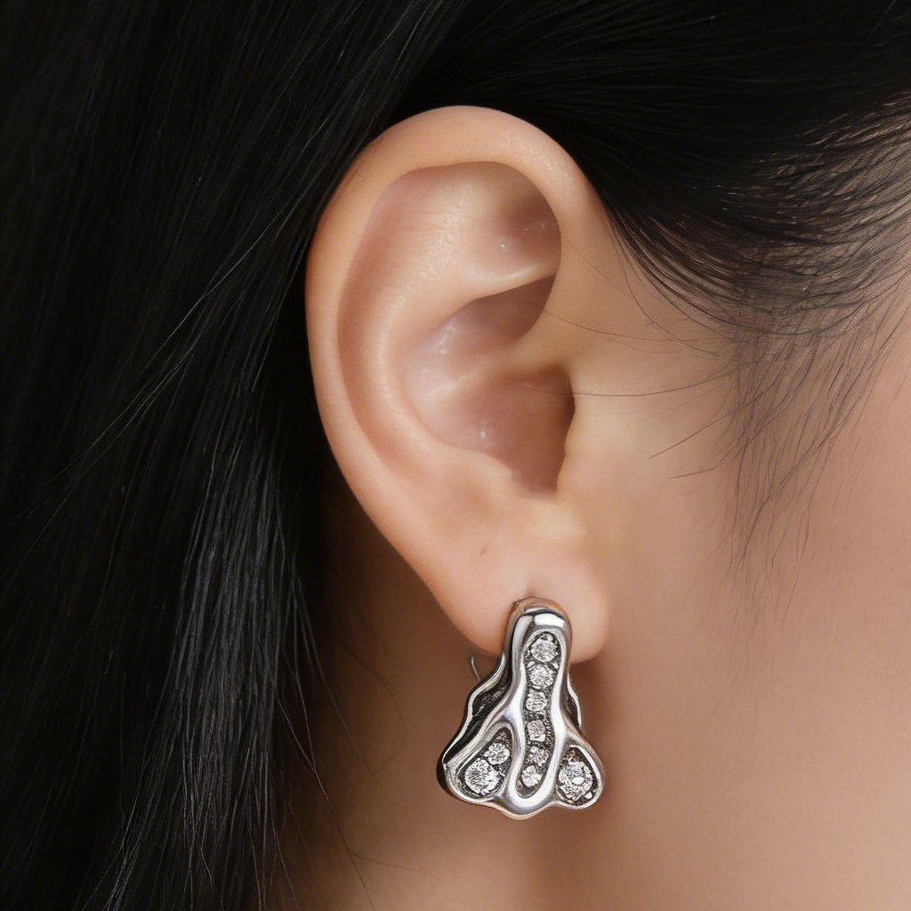 Jellyfish Pave Stud Earrings on-model styling