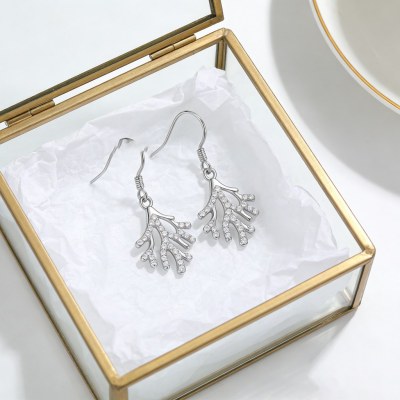 Coral Branch Drop Earrings | Coastal Nature Style | 925 Silver Jewelry | Personalized