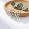 Coral Twig Pave Stud Earrings | Underwater Garden Style | 925 Sterling Silver | Tailored