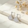 Fan Shape Pave Drop Earrings | Statement Evening Style | 925 Sterling Silver | Bespoke