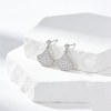 Fan Shape Pave Drop Earrings | Statement Evening Style | 925 Sterling Silver | Bespoke