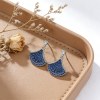 Blue Fan Pave Drop Earrings | Evening Glow Style | 925 Sterling Silver | Tailor-Made