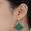 Green Scallop Dangle Earrings | Garden Party Style | 925 Sterling Silver | Bespoke