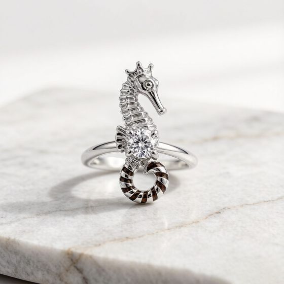 Tiger-tail Seahorse in 925 sterling silver