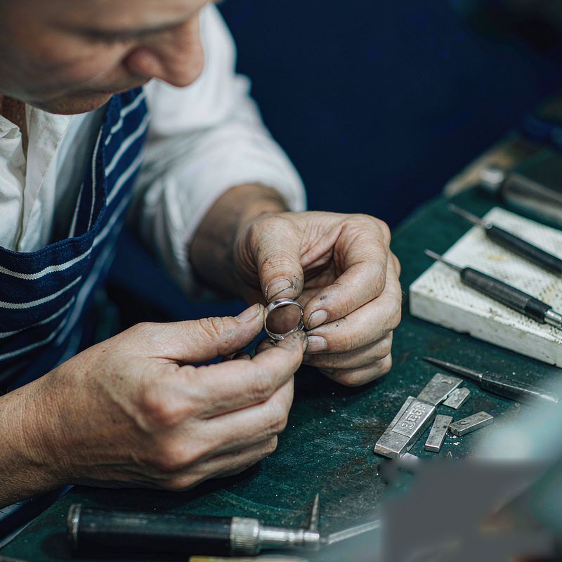 A skilled jeweler setting stones by hand