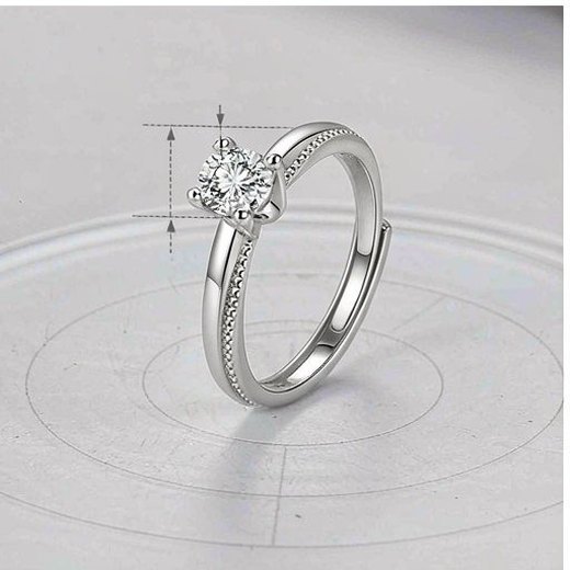 Spec-parameter annotated image of a 925 silver cubic zirconia ring