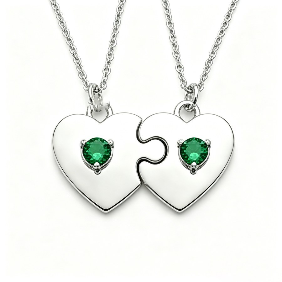 Sterling silver birthstone pendant with green gemstone