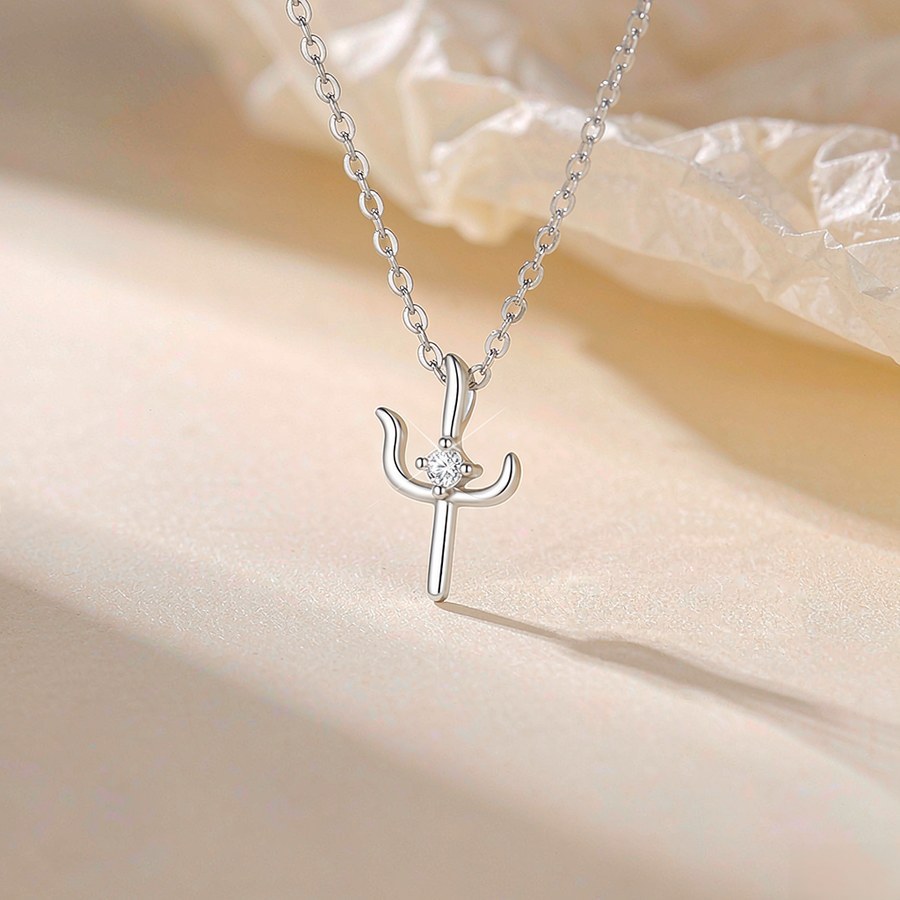Sterling silver Greek cross pendant with clear stone