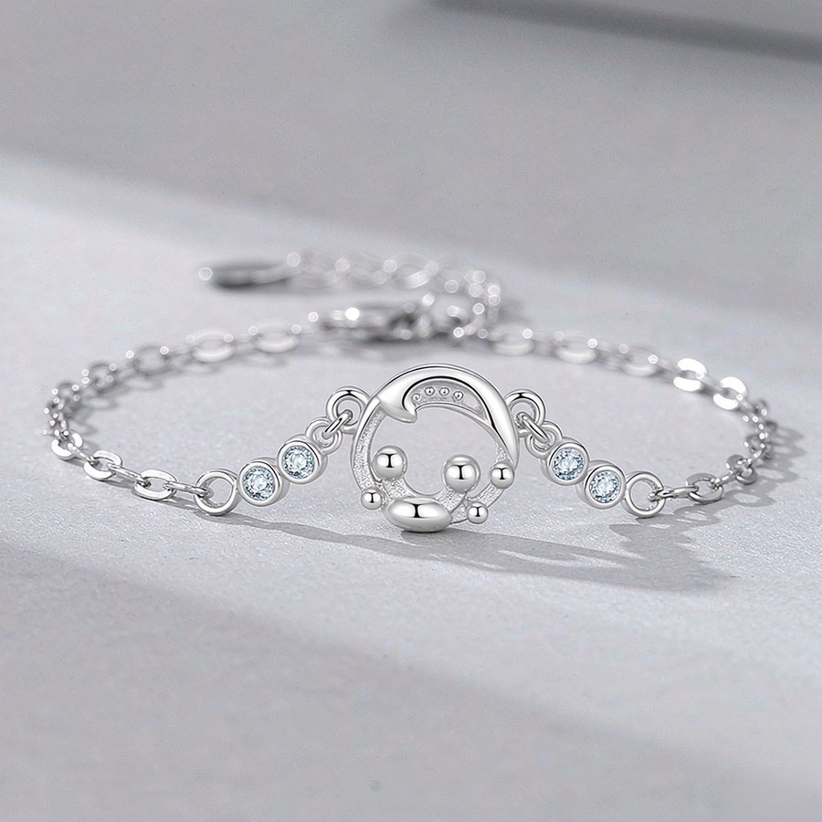 Sterling silver Cancer crab bracelet with blue gemstones