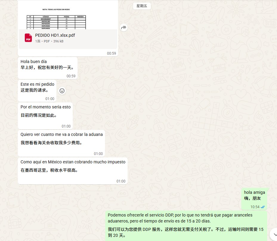 Client confirms the purchase order with ring size breakdown