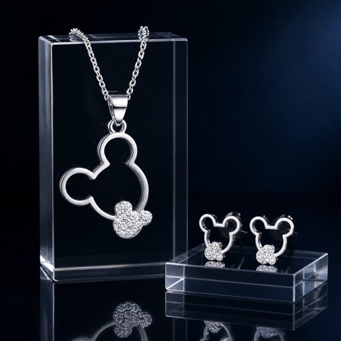 Animal Silhouette CZ Jewelry Set | Necklace and Stud Earrings | 925 Silver | OEM ODM