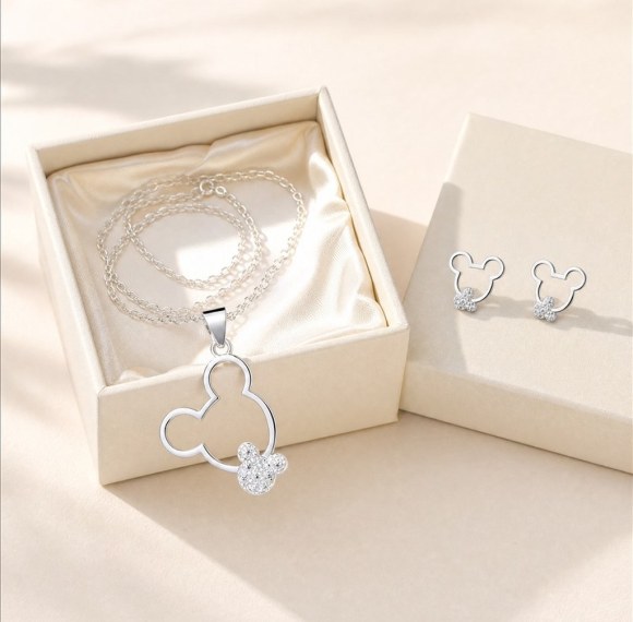 Silhouette Head Jewelry Set | Necklace and Earrings Gift Box | 925 Sterling Silver | ODM